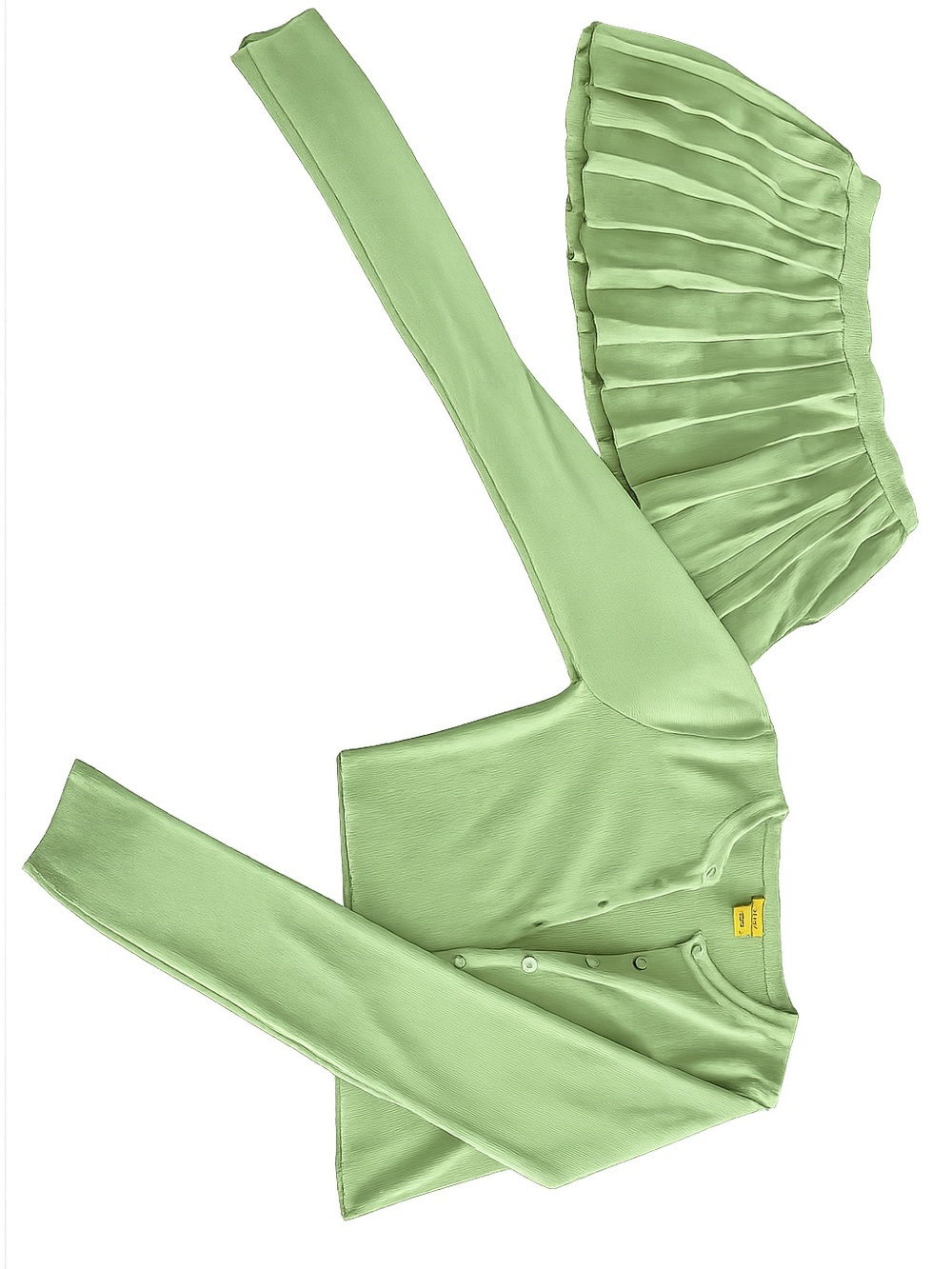 Light Green Pleated Skirt & Cardigan Set